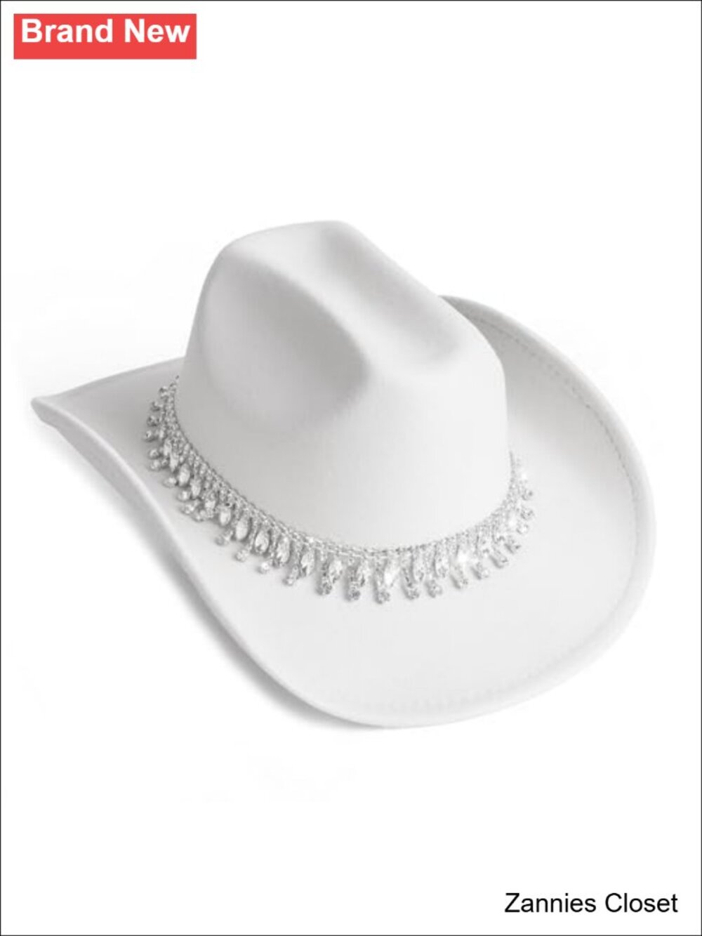 🤠 Rhinestone Cowgirl Hat Wide Brim Bling Party Cap
